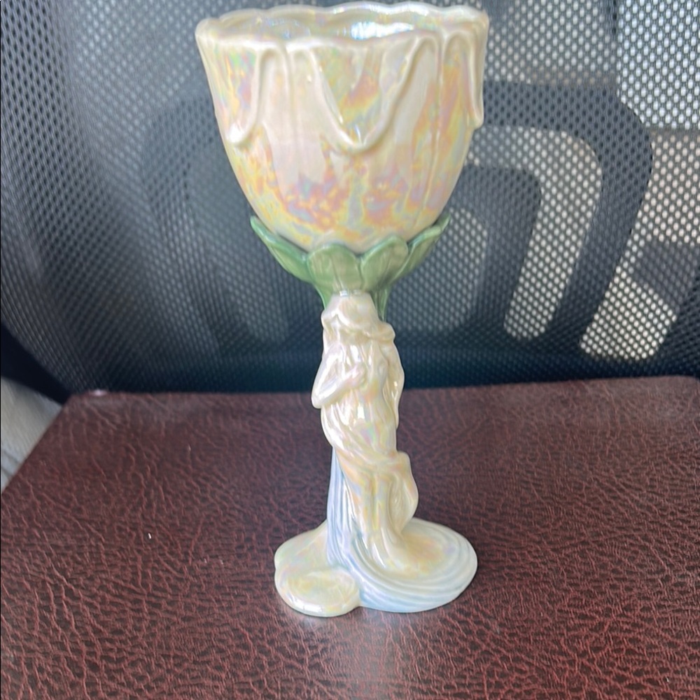 Set a four Elegant Cream and Green Art Nouveau Chalice - Picture 3 of 4